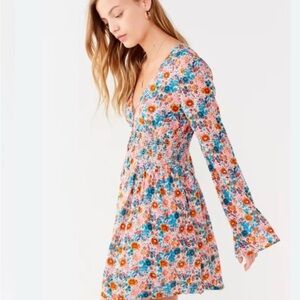 Urban Outfitters Pink and Blue Bell Sleeve Sundress